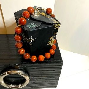Carnelian & Jet Crystal Beaded Necklace